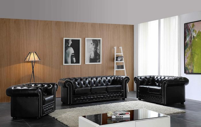 Chesterfield Sofa Couch Polster Sitz Komplett Set Garnitur Leder Sofas Neu 3+2+1
