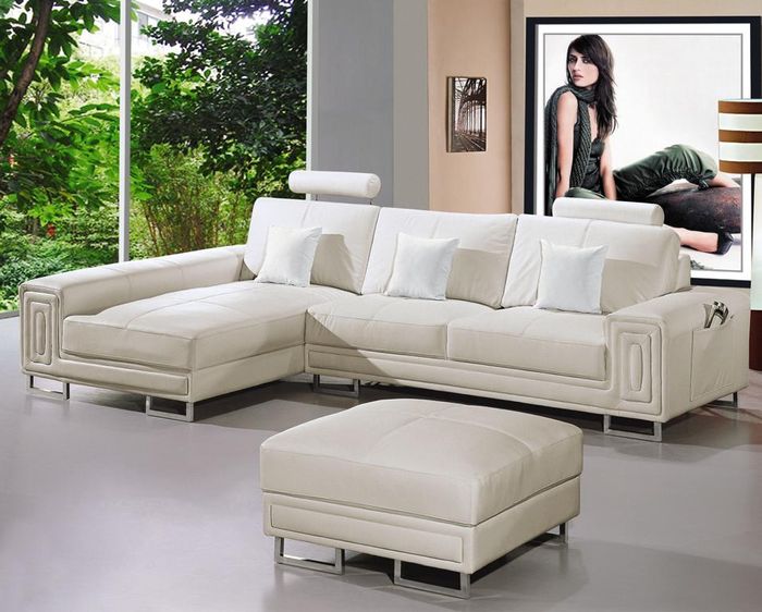 Ledersofa Sofa Couch Polster Eck Garnitur 190x334cm Wohnlandschaft L Form 2265
