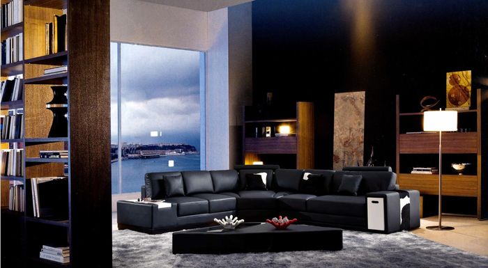 Ledersofa Couch Wohnlandschaft Ecksofa Eck Garnitur Design Modern Sofa 2516B