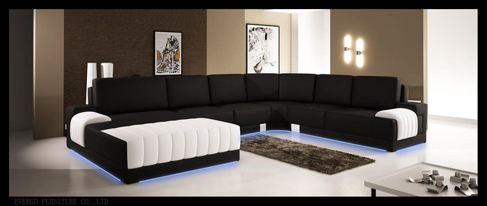Polster Ledersofa Sofa Couch Polster Eck Sitz Garnitur U Form XXL Big Sofas Neu