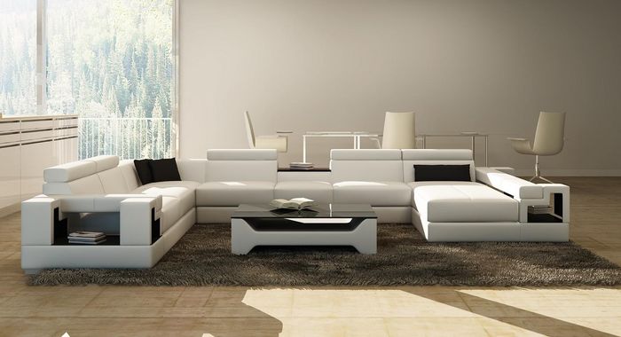 Ledersofa Couch Wohnlandschaft Ecksofa Eck Garnitur Design Modern Sofa 6138