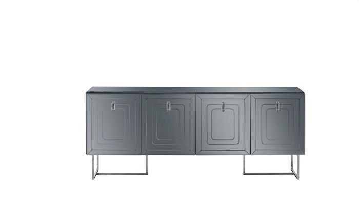 Graue Wohnzimmer Anrichte Luxus Holz Möbel 4-türige Designer Kommode