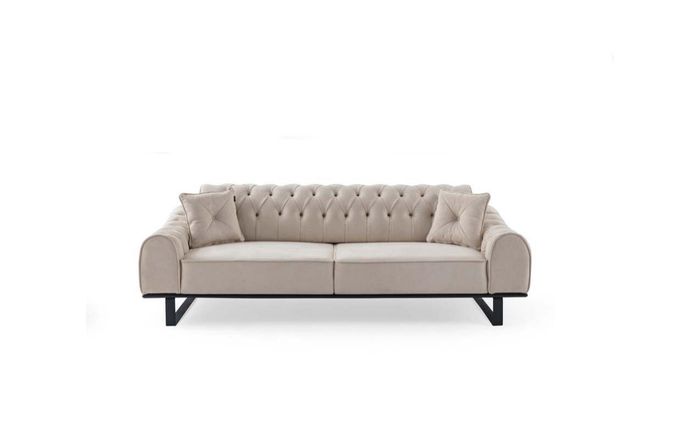 Exklusiver Beiger 3-Sitzer Wohnzimmer Sofas Designer Luxus Couchen Neu