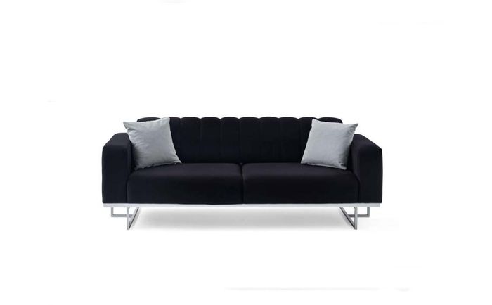 Schwarzer Luxus 3-Sitzer Moderne Wohnzimmer 3-er Polster Couchen Neu