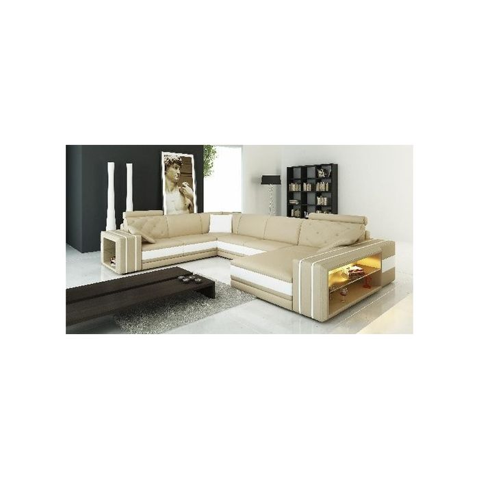 Wohnlandschaft Ecksofa Ledersofa Sofa Couch Polster Sitz Eck Garnitur DonbassW