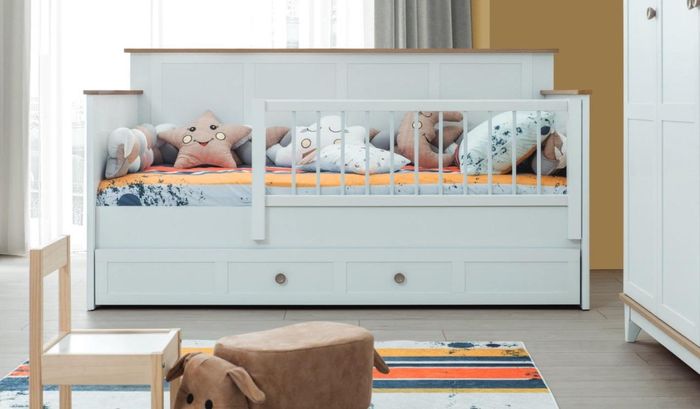 Kinderbettchen Kinderlaufstall Bettchen Krippe Weiß Holz Bett Modern