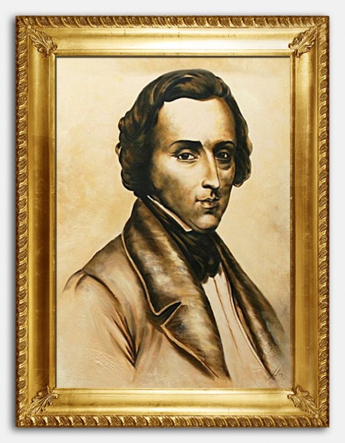 Frederik Chopin Portrait Echte Handarbeit Rahmen Öl Gemälde Bild Bilder G02785