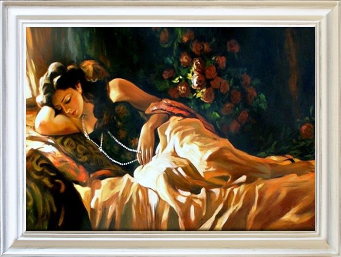 Schlafzimmer Frau Sexy Echte Handarbeit Rahmen Öl Gemälde Bild Bilder G16980