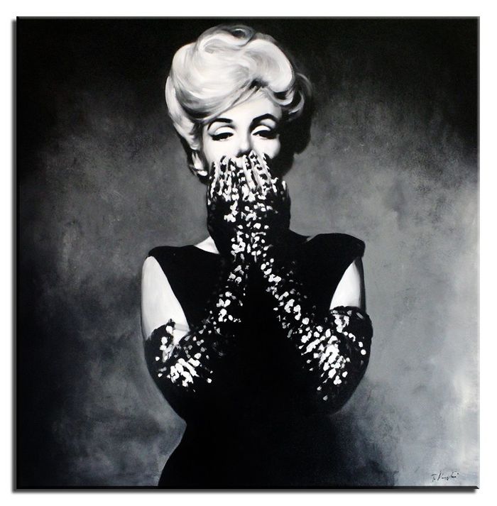 Marilyn Monroe Erotik Echte Handarbeit Rahmen Öl Gemälde Bilder G17541