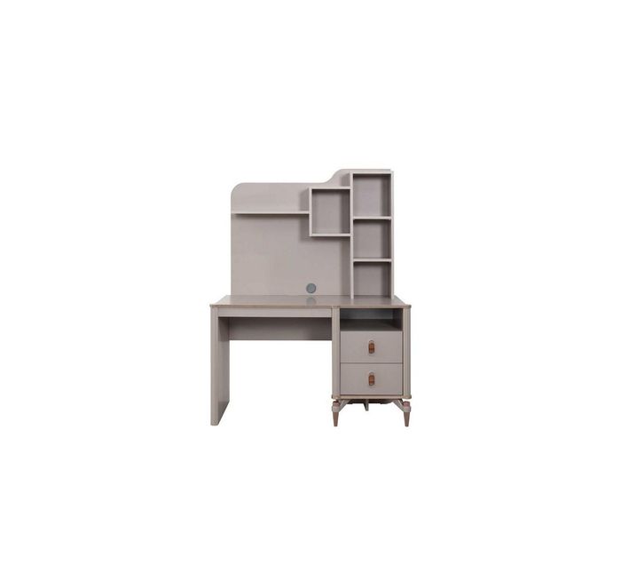 Schreibtisch Bürotisch Computertisch Beige Büromöbel Holz Tisch Regale