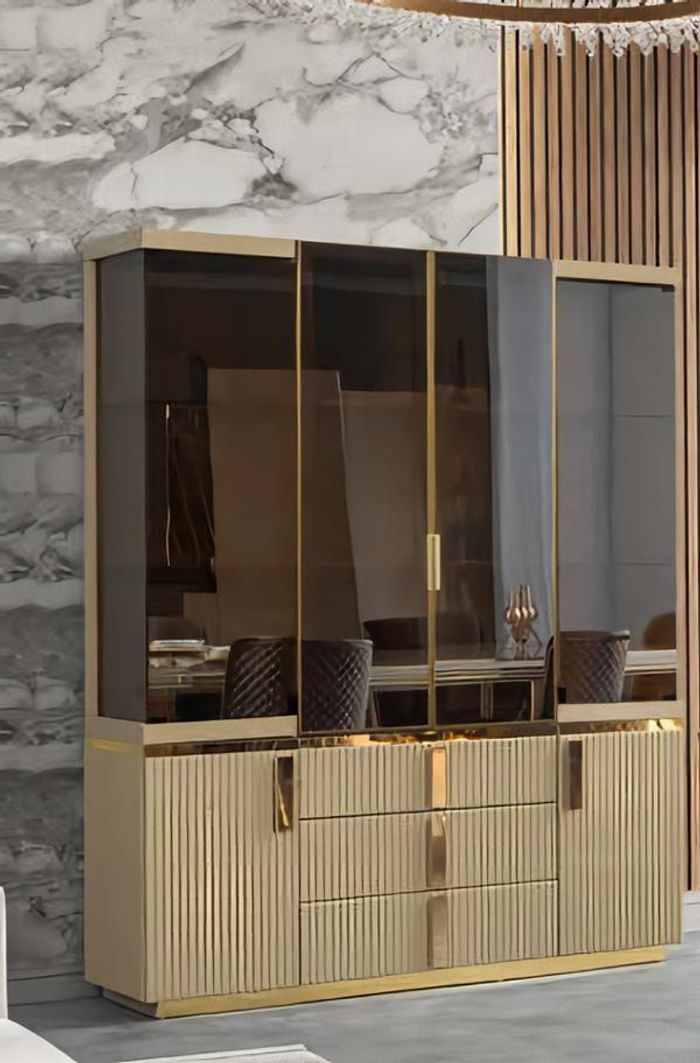 Wohnzimmer Vitrine Holz Glas Schrank Luxus Möbel Moderne Vitrinen Holzmöbel