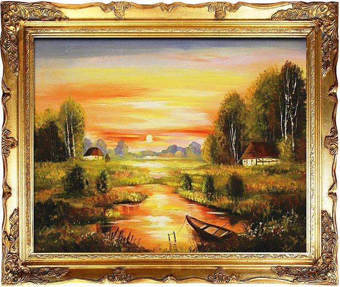 Landschaft Gemälde Handarbeit Ölbild Bild Ölbilder Rahmen Bilder G03426