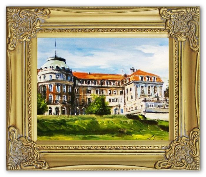 Ölbild Bilder Bild Gemälde Ölgemälde Schloss Handarbeit Mit Rahmen G04655