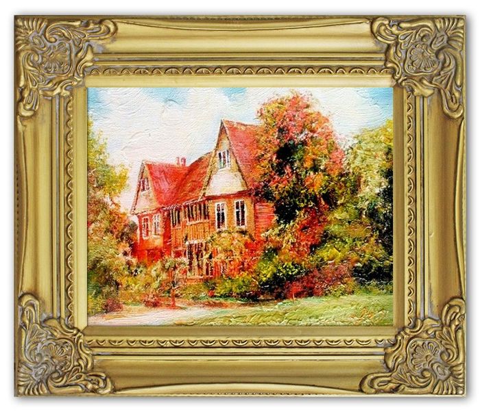 Gemälde Stadt landschaft Handarbeit Ölbild Bild Ölbilder Rahmen Bilder G04976
