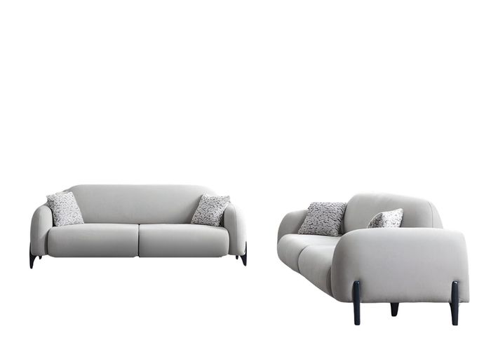 Sofagarnitur Wohnzimmer Couch 2x Sofa 3-Sizer Luxus Grau Polstermöbel