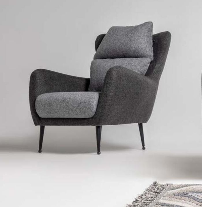 Stoffsessel Sessel Wohnzimmer Ohrensessel Grau Polster Einsitzer Sitz