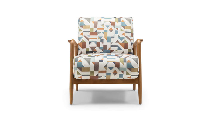 Stoffsessel Sessel Wohnzimmer Ohrensessel Mehrfarbiger Polster Holz