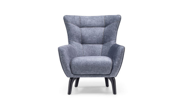 Sessel Wohnzimmer Ohrensessel Stoffsessel Grau Polster Einsitzer Sitz