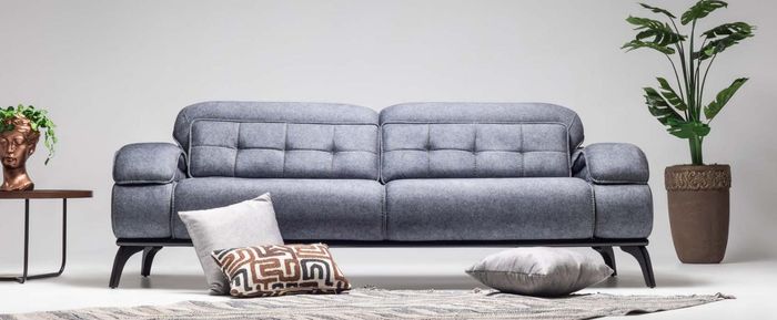 Dreisitzer Sofa 3 Sitzer Stoffsofa Polstersofa Couch Moderne Blau