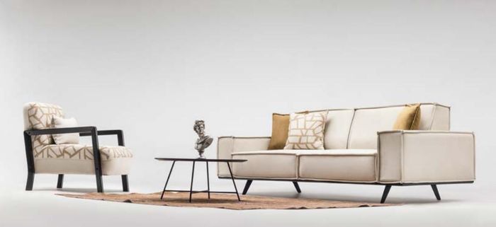 Komplette Sofa Stoffsofa Zweisitzer Sessel Beige Polstersofa Moderne