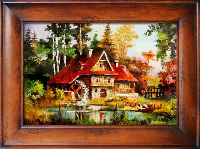 Landschaft Barock Gemälde Handarbeit Ölbild Bild Ölbilder Rahmen Bilder G06204