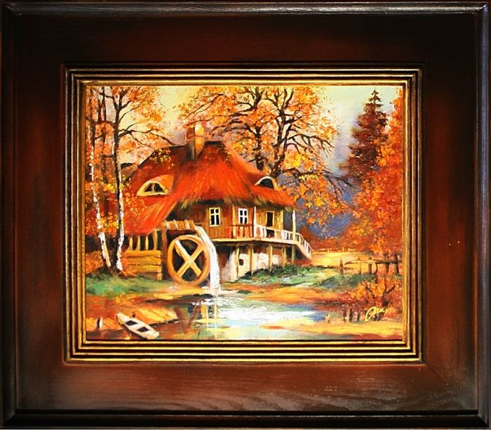 Gemälde See landschaft Handarbeit Ölbild Bild Ölbilder Rahmen Bilder G15525