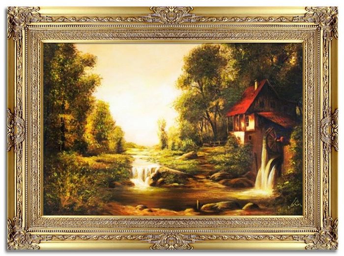 Landschaft Barock Gemälde Handarbeit Ölbild Bild Ölbilder Rahmen Bilder G16453