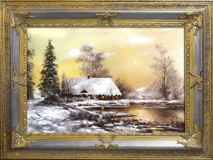 Gemälde See landschaft Handarbeit Ölbild Bild Ölbilder Rahmen Bilder G93986
