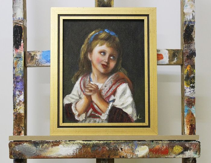 Barock Malerei Leinwand Kinder Handarbeit Rahmen Öl Gemälde Bilder G96132