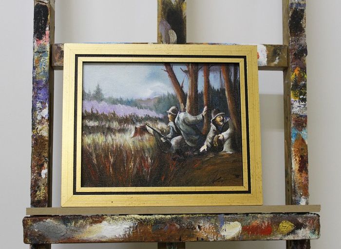 Gemälde Ölbild Ölbilder Rahmen Barock Bilder Bild Ölgemälde Jagd G96151