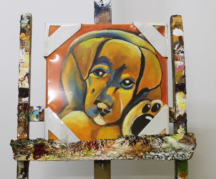 Abstrakt Malerei Leinwand Hund Handarbeit Rahmen Öl Gemälde Bilder G96191