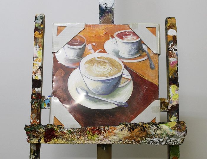 Abstrakt Malerei Leinwand Kaffee Handarbeit Rahmen Öl Gemälde Bilder G96194