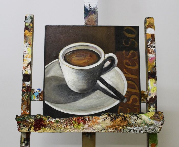 Abstrakt Malerei Leinwand Kaffee Handarbeit Rahmen Öl Gemälde Bilder G96197