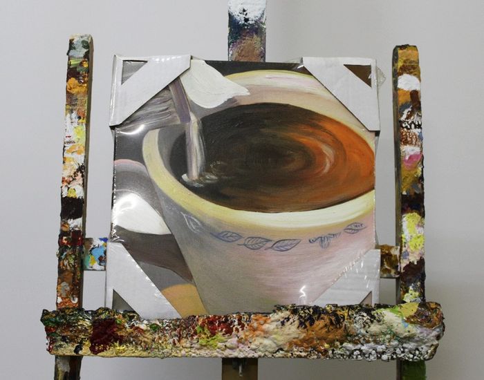 Abstrakt Malerei Leinwand Kaffee Handarbeit Rahmen Öl Gemälde Bilder G96202