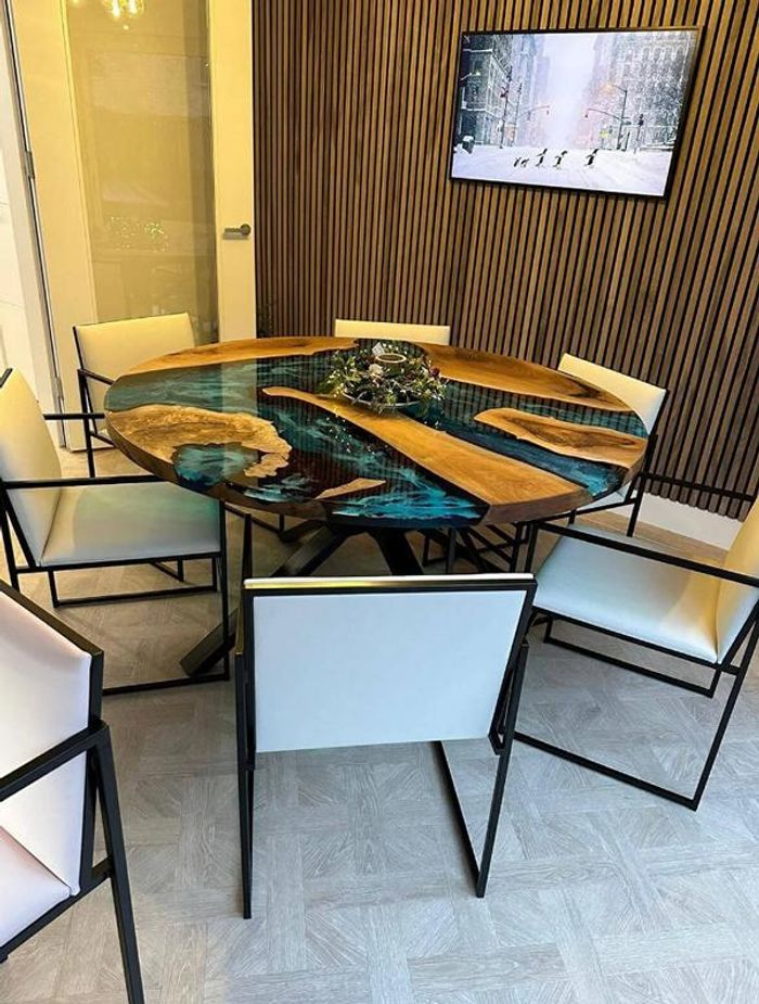 Esstisch Modern Luxus Design Holz Braun Möbel Rund Esszimmer Tische