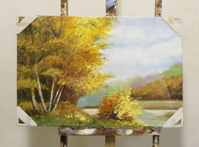 Gemälde See landschaft Handarbeit Ölbild Bild Ölbilder Rahmen Bilder G95764