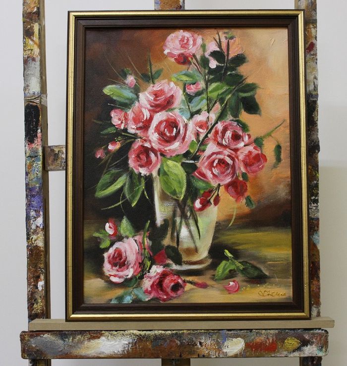 Gemälde Blumen Handarbeit Ölbild Bild Ölbilder Rahmen Bilder G96302