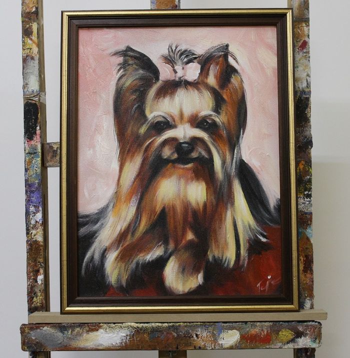 Hund Dassy Malerei Leinwand Hund Handarbeit Rahmen Öl Gemälde Bilder G96320