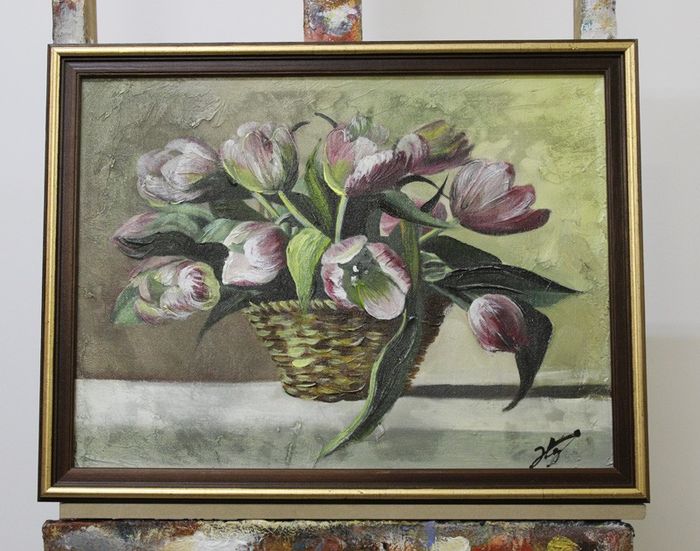 Gemälde Blumen Handarbeit Ölbild Bild Ölbilder Rahmen Bilder G96323