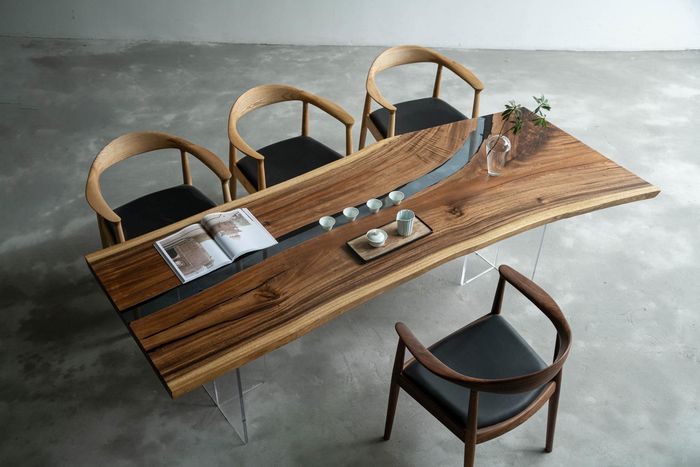 River Table Epoxidharz Couchtisch Massiv Tische 240x100 Flusstisch Echtes Holz