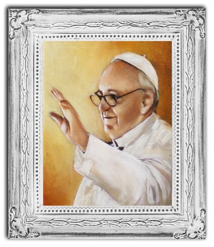 Religion Papst Franziskus Handarbeit Ölbild Bild Ölbilder Rahmen Bilder G15532