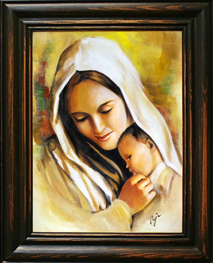 Religion Maria Handarbeit Ölbild Bild Ölbilder Rahmen Bilder G02255