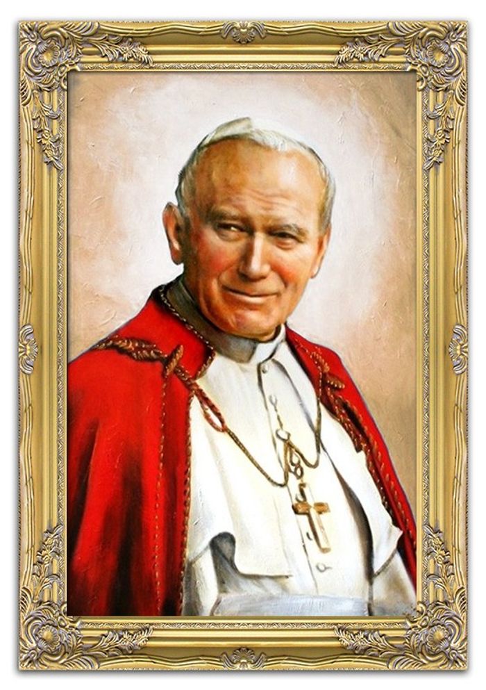 Religion Papst Johannes Paul 2 Handarbeit Ölbild Ölbilder Rahmen Bilder G02534