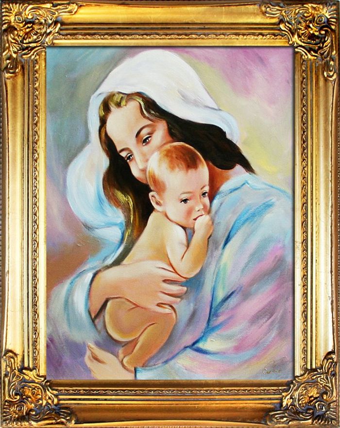 Religion Maria Handarbeit Ölbild Bild Ölbilder Rahmen Bilder G03286