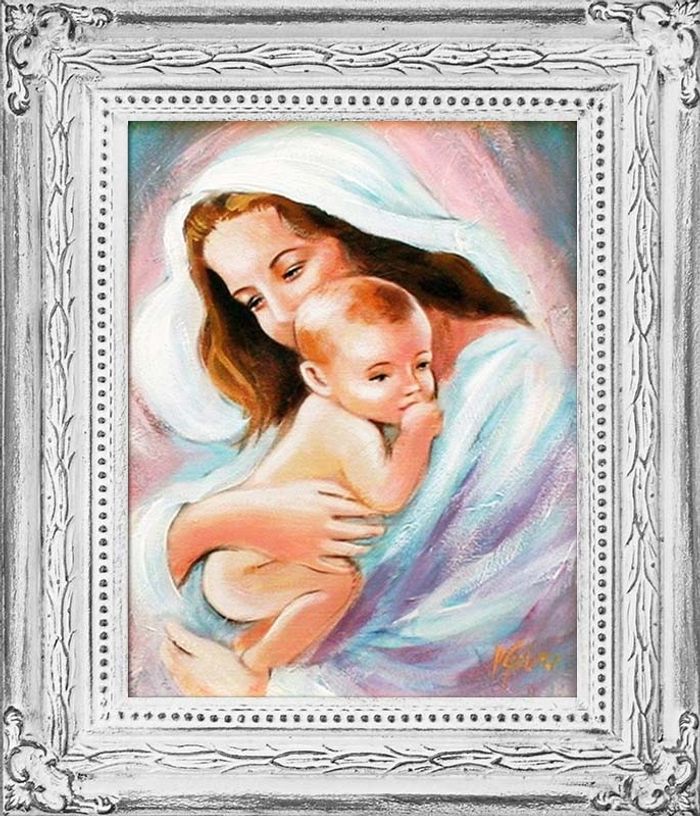 Religion Maria Handarbeit Ölbild Bild Ölbilder Rahmen Bilder G03954