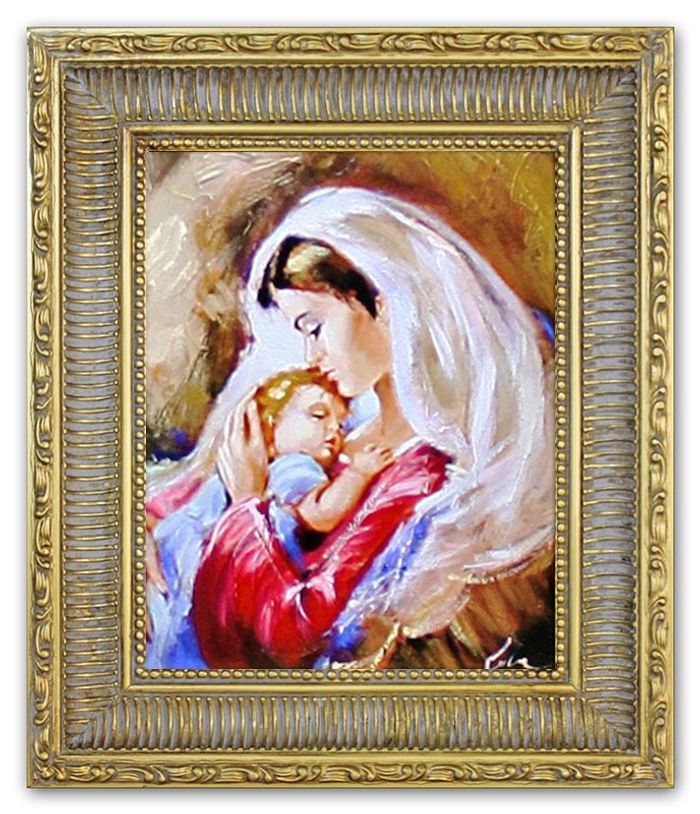 Religion Maria Handarbeit Ölbild Bild Ölbilder Rahmen Bilder G04038