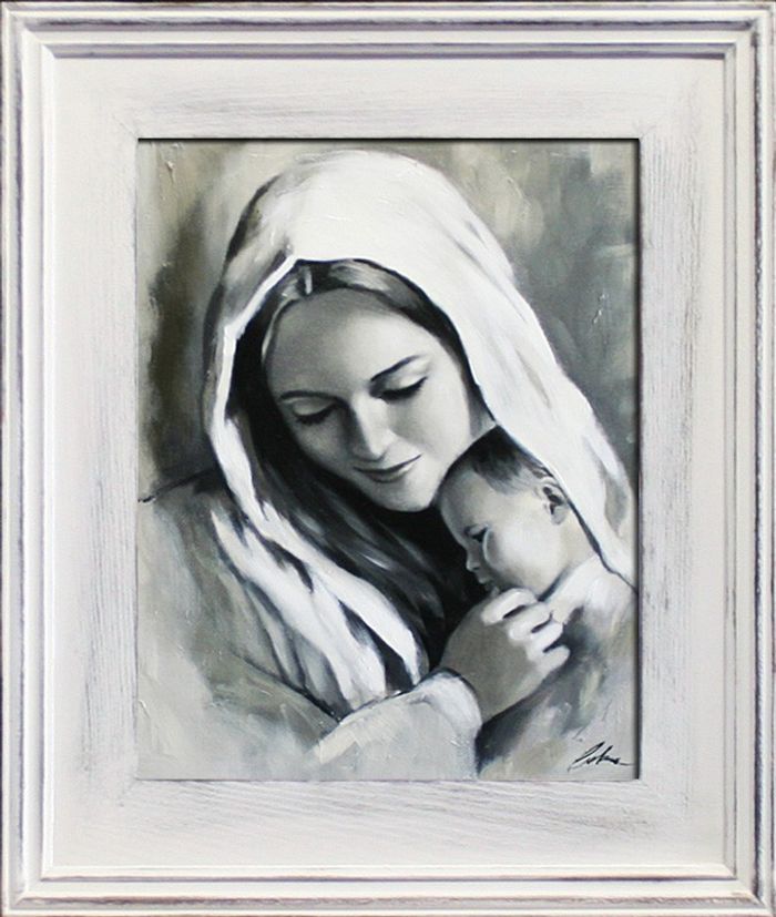 Religion Maria Handarbeit Ölbild Bild Ölbilder Rahmen Bilder G04099