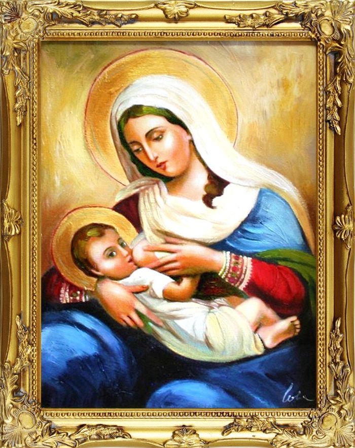 Religion Maria Handarbeit Ölbild Bild Ölbilder Rahmen Bilder G04219