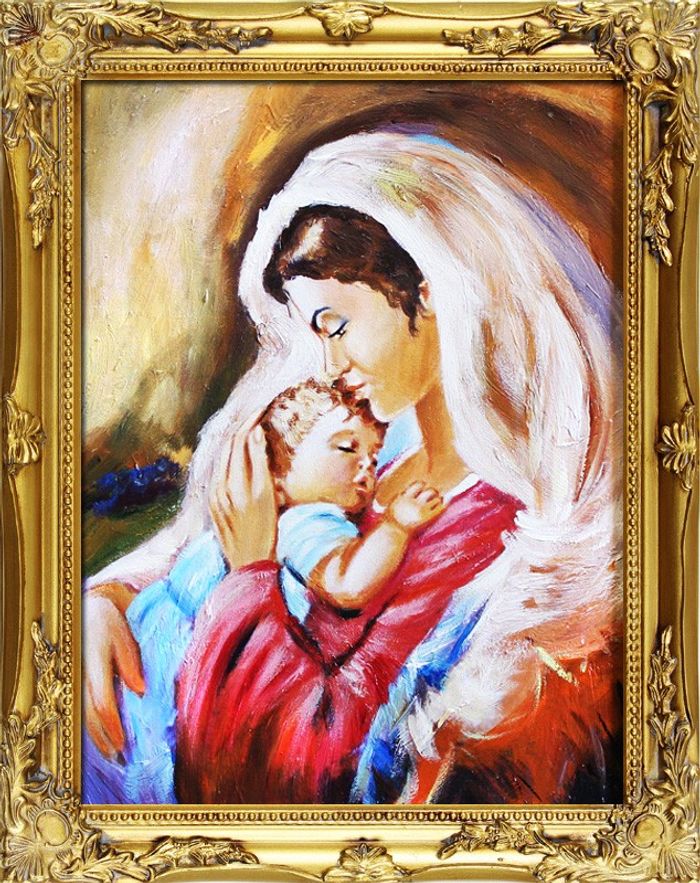 Religion Maria Handarbeit Ölbild Bild Ölbilder Rahmen Bilder G04333