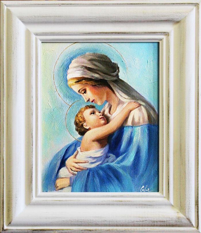 Religion Maria Handarbeit Ölbild Bild Ölbilder Rahmen Bilder G04443